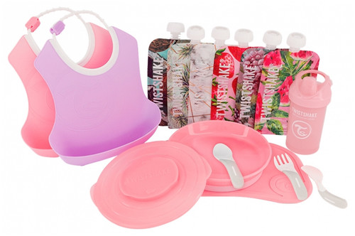 Twistshake Les Essentiels Gift Set Meal Kit 6 Months and Up - Colour: Pastel pink / Violet / White Twistshake Les Essentiels Gift Set Meal Kit 6 Months and Up - Colour: Pastel pink / Violet / White