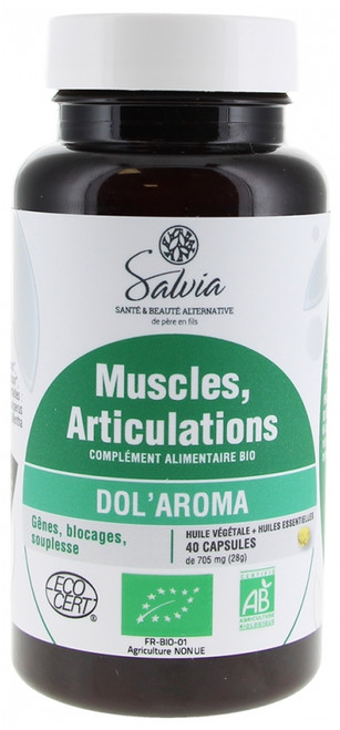 Salvia Nutrition Dol'Aroma Muscles Articulations Bio 40 Capsules Salvia Nutrition Dol'Aroma Muscles Articulations Bio 40 Capsules