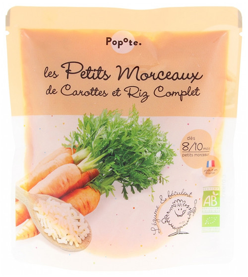 Popote Les Petits Morceaux Carottes et Riz Complet From 8/10 Months Organic 190 g