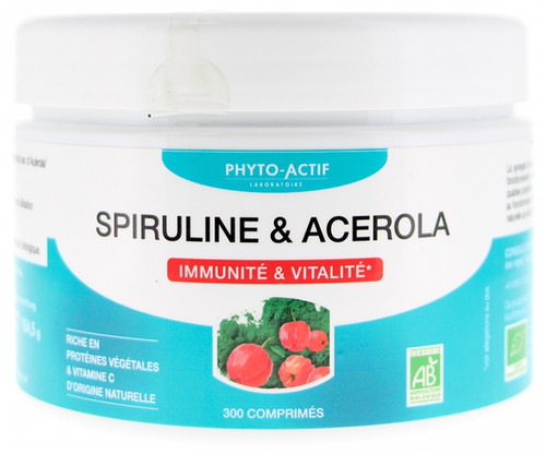 Phyto-Actif Spirulina Acerola Immunité & Vitalité Bio 300 Tablets Phyto-Actif Spirulina Acerola Immunité & Vitalité Bio 300 Tablets