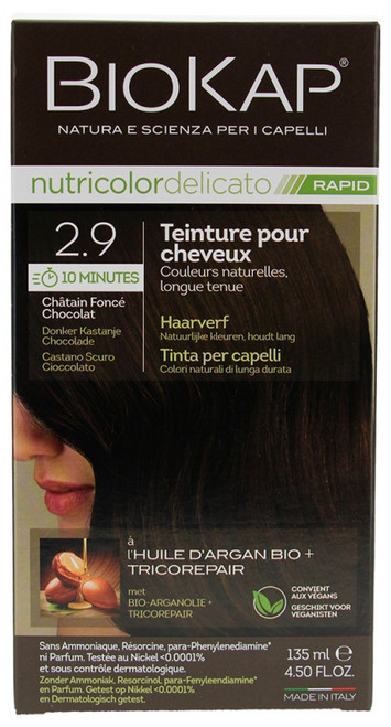 Biokap Nutricolor Delicato Rapid Hair Dye - Hair Colour: 2.9 Dark Châtain Chocolate