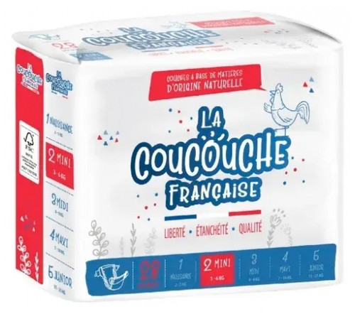 La Coucouche Française Natural Diapers Size 2 (3-6 kg) 28 Units