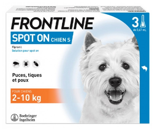 Frontline Spot-On Dog S (2-10 kg) 3 Pipettes Frontline Spot-On Dog S (2-10 kg) 3 Pipettes