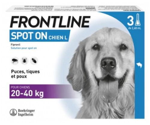 Frontline Spot-On Dog L (20-40 kg) 3 Pipettes Frontline Spot-On Dog L (20-40 kg) 3 Pipettes