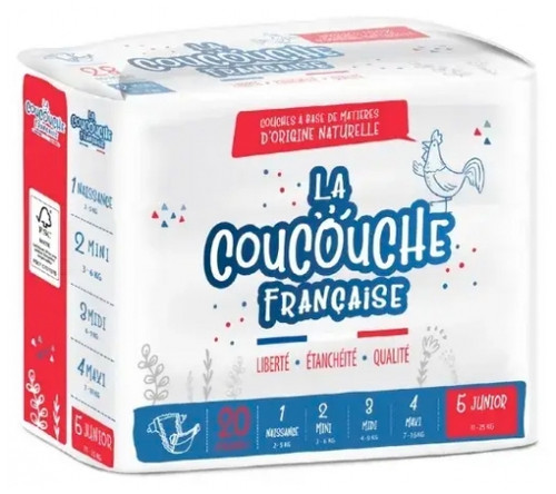 La Coucouche Française Natural Diapers Size 5 (11-25 kg) 20 Units