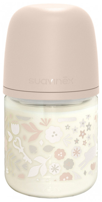 Suavinex Wonderland Glass Bottle Symmetrical Nipple Slow Flow 120 ml 0 Months and up - Colour: Pink