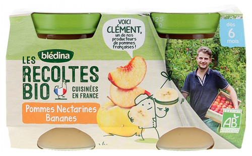 Blédina Les Récoltes Organic Apples Nectarines Bananas From 6 Months Organic 2 Jars