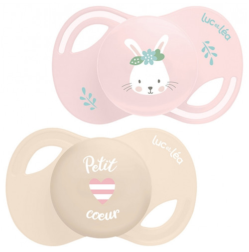 Luc et Léa Collection 2 Soothers Anatomiques Téterelle Extra-Fine 0-6 Mois - Model: Rabbit - Petit Coeur
