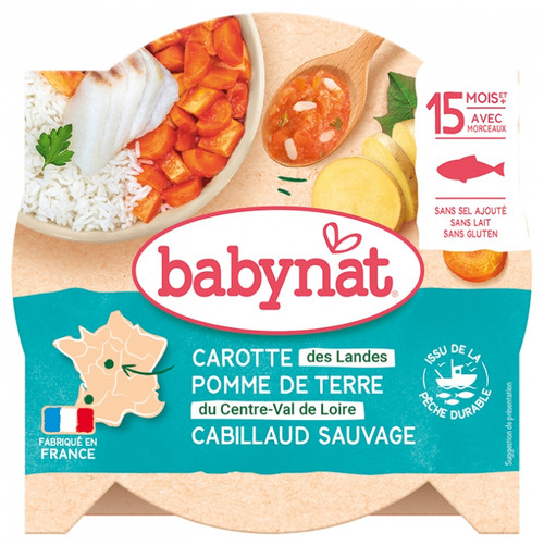 Babybio Babynat Carrot Potato Wild Cod 15 Months and + 260 g