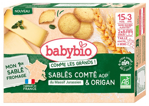 Babybio Organic Comté & Oregano Shortbread From 15 Months to 3 Years 16 Shortbreads
