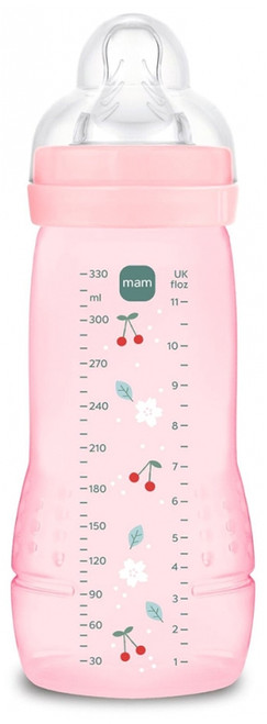 MAM Easy Active Feeding Bottle 2nd Age 330 ml 6 Months and + Very Fast Flow - Colour: Berry MAM Easy Active Feeding Bottle 2nd Age 330 ml 6 Months and + Very Fast Flow - Colour: Berry