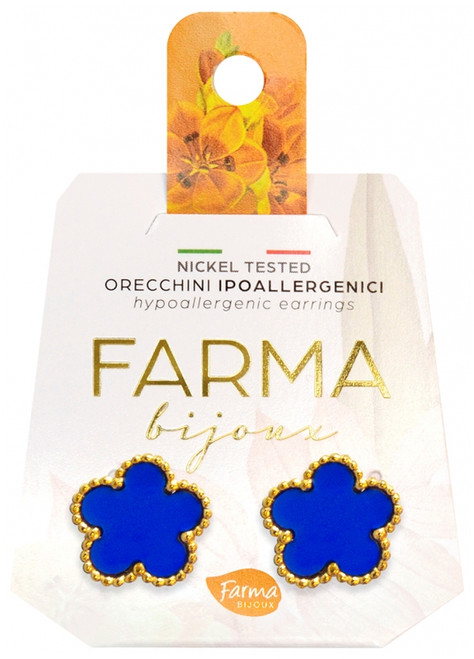 Farma Bijoux Hypoallergenic Flower Earrings Blue