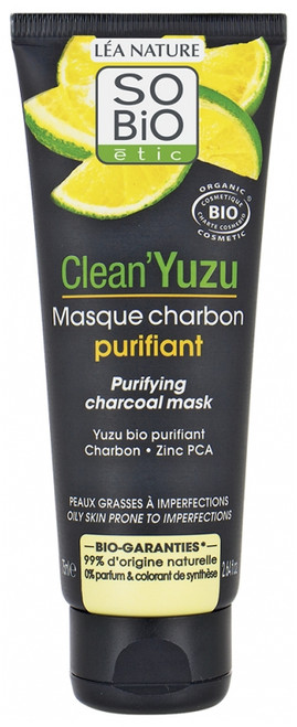 Léa Nature SO BIO étic Clean'Yuzu Purifying Charcoal Mask Organic 75 ml