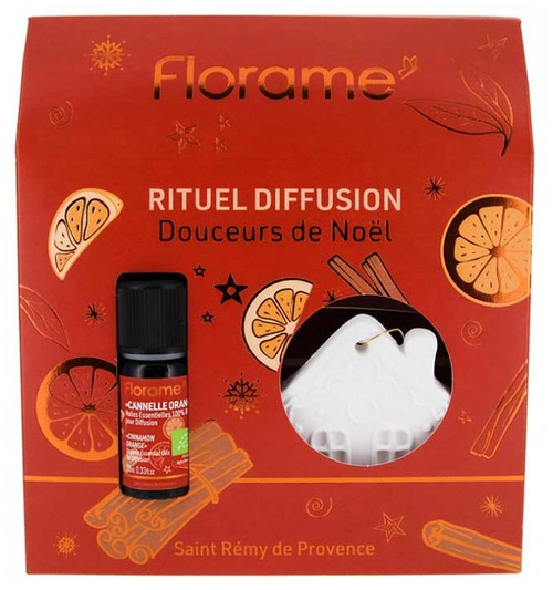 Florame Coffret Huile Essentielle Cannelle Orange Bio 10 ml + Décoration à Parfumer