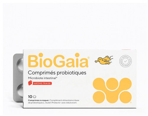 BioGaia Probiotic Intestinal Microbiota Strawberry Flavor 10 Tablets