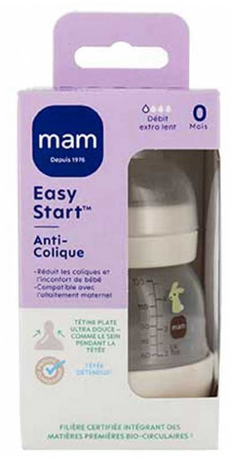 MAM Easy Start Feeding Bottle 130 ml 0 Months Flow 0 - Model: Cotton