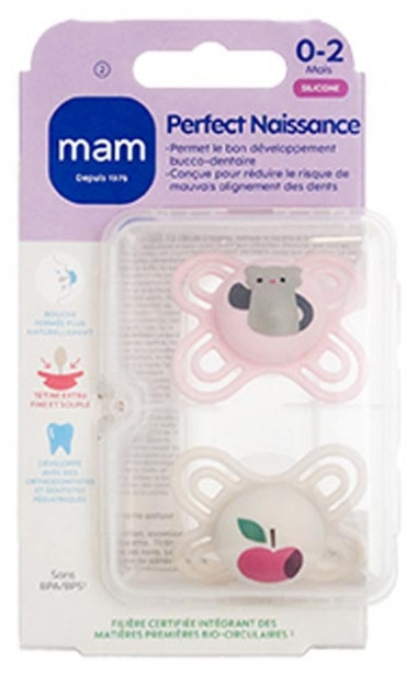 MAM 2 Soothers Perfect 0-2 Months - Model: Cat and Apple