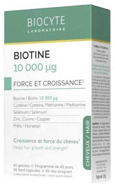 Biocyte Biotin 10000 µg Strength and Growth 45 Capsules