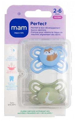 MAM 2 Soothers Perfect 2-6 Months - Model: Sheep and Doves