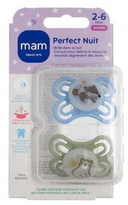 MAM 2 Soothers Perfect Night 2-6 Months - Model: Fox and Bear
