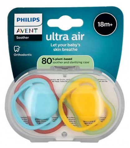 Avent Ultra Air 2 Soothers 18 Months and Over - Colour: Blue and Yellow