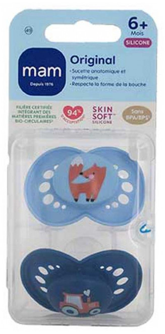 MAM 2 Soothers Original Nature 6 Months and + - Model: Fox and Tractor