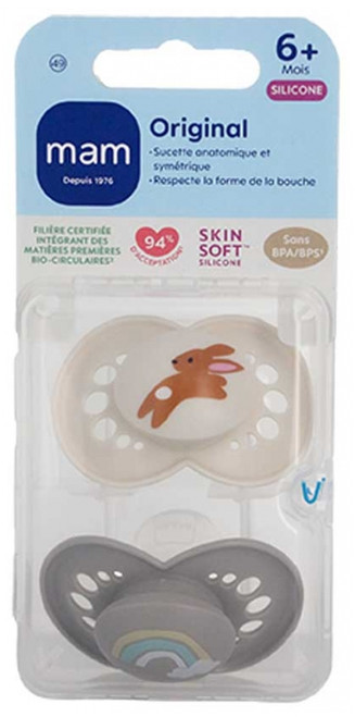 MAM 2 Soothers Original Nature 6 Months and + - Model: Rabbit and Rainbow