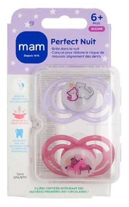 MAM 2 Soothers Perfect Night 6 Months and Over - Model: Sloth and Dinosaur