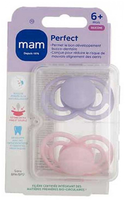 MAM 2 Soothers Perfect Trend 6 Months and + - Colour: Mallow and Pink