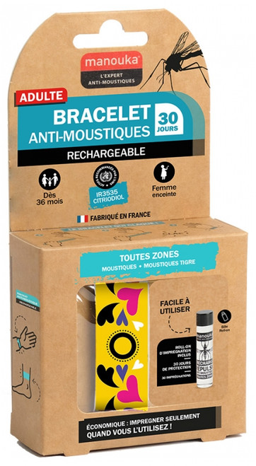 Manouka Kameleo Anti-Mosquitoes Wristband + Refill 6ml - Model: Heart