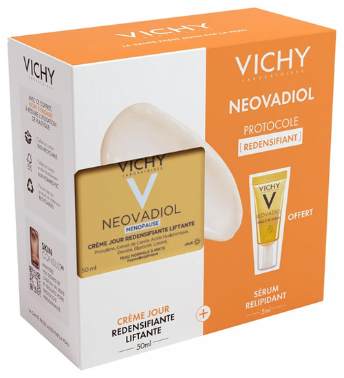Vichy Neovadiol Ménopause Crème Jour Redensifiante Liftante Peau Normale à Combte 50 ml + Sérum Relipidant 5 ml Offert