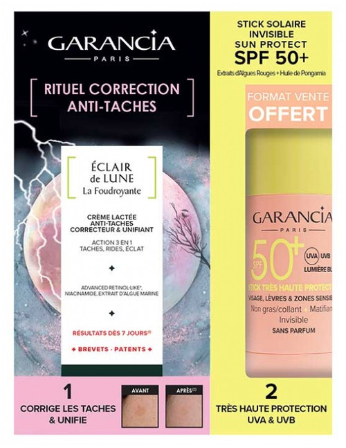 Garancia Eclair de Lune La Foudroyante Anti-Dark Spot Cream 30 ml + Sun Stick for Face, Lips and Sensitive Areas SPF50+ 15 g Free