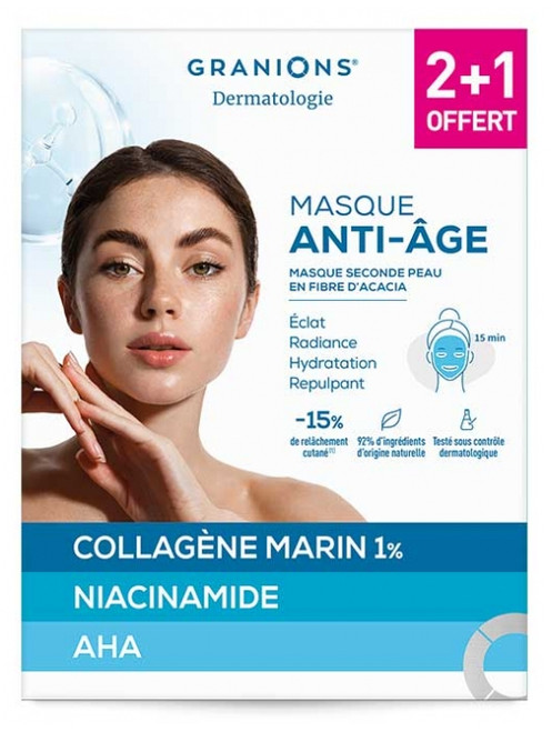 Granions Second Skin Anti-Aging Mask 2 Masks + 1 Free