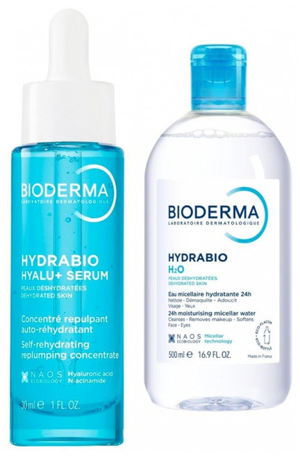 Bioderma Hydrabio Routine Hyalu+ Serum 30 ml + H2O Hydrating Cleansing Micellar Water 500 ml
