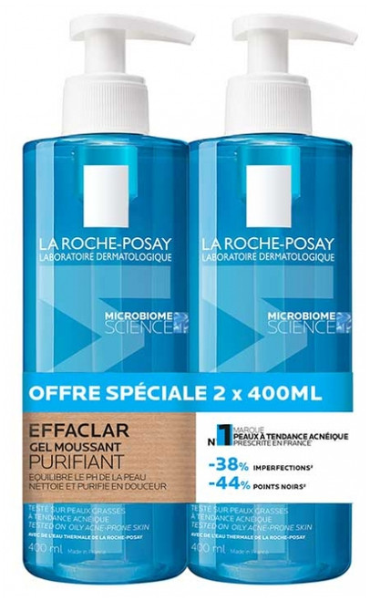 La Roche-Posay Effaclar Purifying Foaming Gel Set of 2 x 400 ml