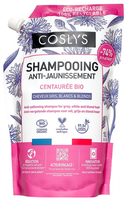 Coslys Organic Anti-Yellowing Shampoo Eco-Refill 1 L
