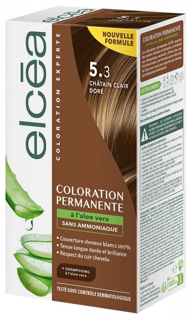 Elcéa Permanent Color With Aloe Vera 122 ml - Hair Colour: 5.3 Golden Light Chestnut