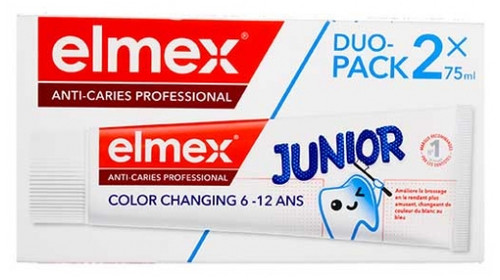 Elmex Junior Anti-Caries Professional Color Changing Toothpaste Pack of 2 x 75 ml