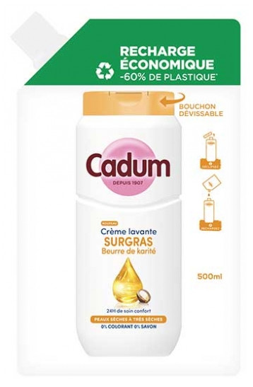 Cadum Super-Fatted Cleansing Cream Shea Butter Eco-Refill 500 ml