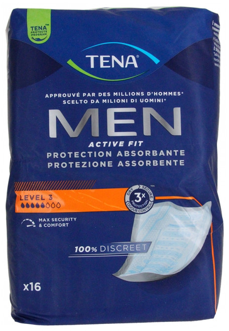 Tena Men Active Fit Absorbent Protection Level 3 16 Pads