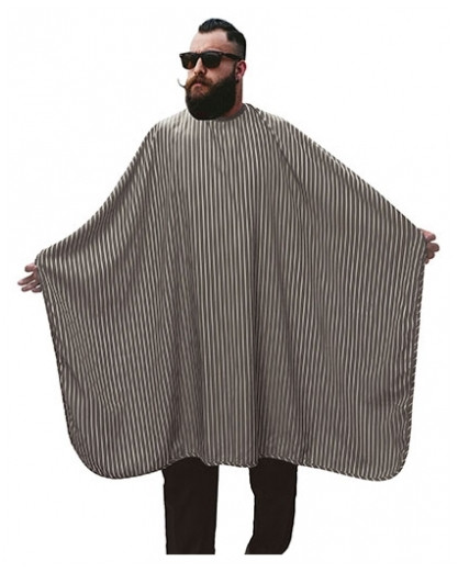 O'Barber O' Barber Men's Grey Hairdressing Cape With White Stripes