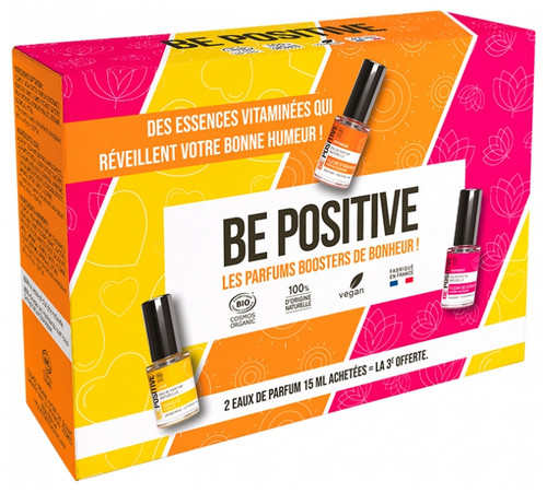 Be Positive Coffret Eaux de Parfum Vitamin Essences Optimism Love & Harmony Organic 2 x 15 ml + 15 ml Free