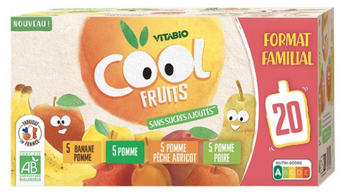 Vitabio Cool Fruits Multi-Flavor 4 Organic Recipes 20 Pouches of 90 g