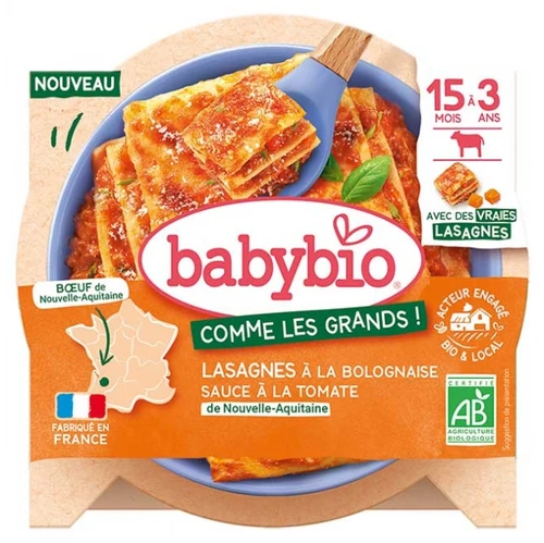 Babybio Bolognese Lasagna with Tomato Sauce 15 Months to 3 Years Organic 200 g