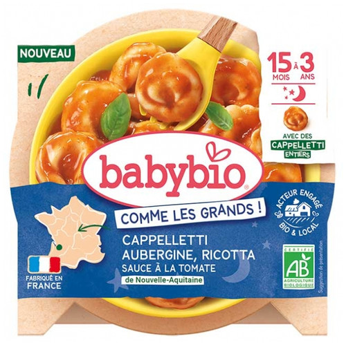 Babybio Cappelletti Eggplant Ricotta Tomato Sauce 15 Months to 3 Years Organic 190 g