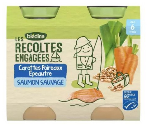 Blédina Les Récoltes Engagées Carrots Leeks Spelt Wild Salmon From 6 Months 2 Jars