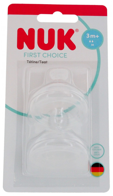 NUK First Choice 2 Teats M Hole Anti-Colic 3 Months +