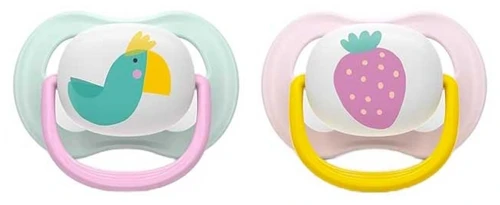 Avent Ultra Air Happy 2 Orthodontic Pacifiers 0-6 Months - Model: Green / Pink