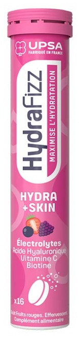 UPSA Hydrafizz Hydra+Skin 16 Effervescent Tablets - Taste: Red Fruits