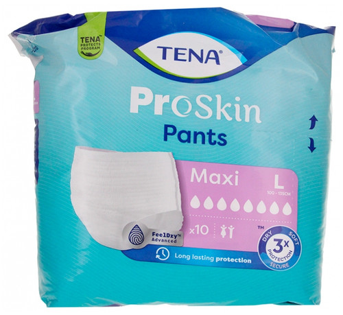 Tena Proskin Pants Maxi Size L 10 Absorbent Underwear